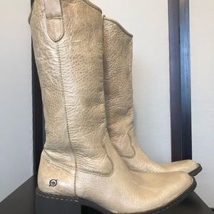 BORN Natural Leather Cowgirl Boots Cream -Sz8